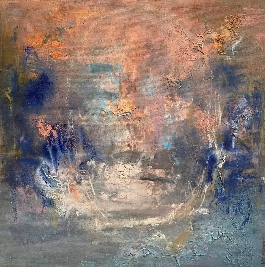 Abstraktní obraz „Chasing the flame“ od Lenky Kozlíkové — akryl a olejový pastel na plátně