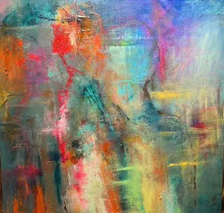 Abstraktní obraz „Dancing barefoot“ od Lenky Kozlíkové — This painting came to my mind at a Patti Smith concert in Pr