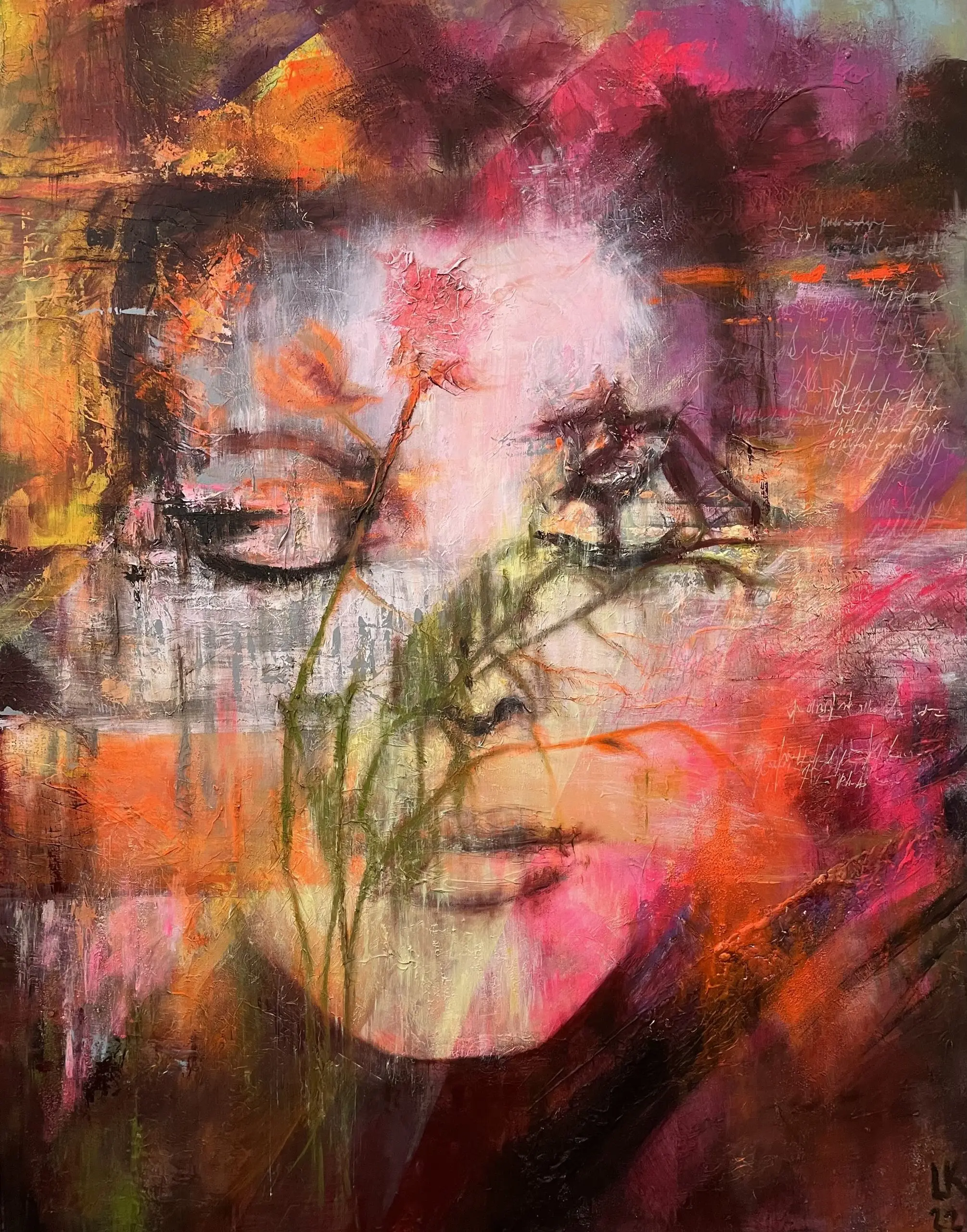 Abstraktní obraz „Flourish | Když kvete duše“ od Lenky Kozlíkové — 140 x 110