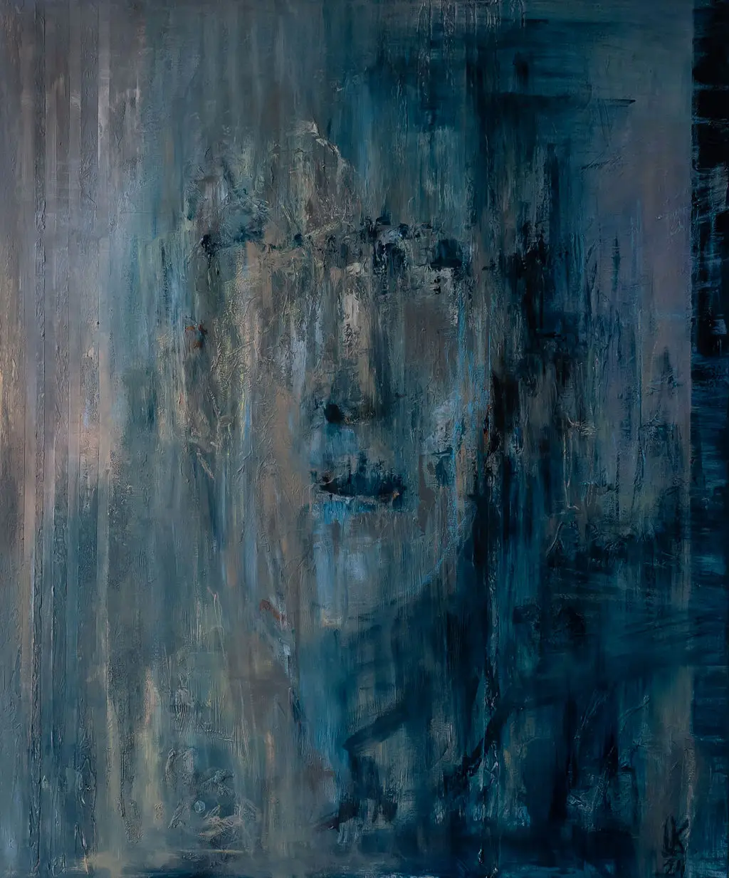 Abstraktní obraz „„J. IV."“ od Lenky Kozlíkové — malba do knihy Miloně Čepelky