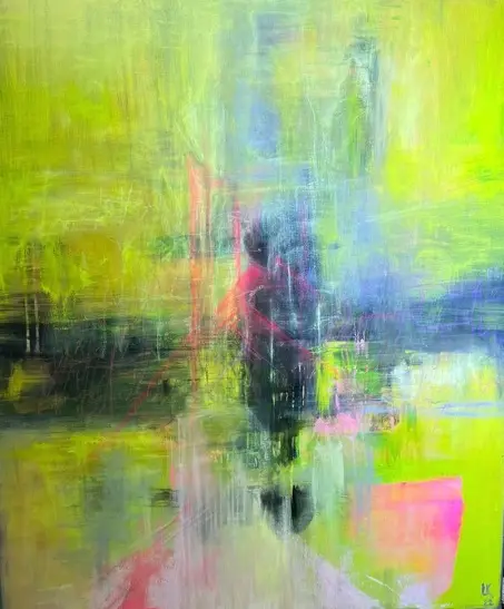 Abstraktní obraz „Jinou krajinou“ od Lenky Kozlíkové — 120 x 100 cm