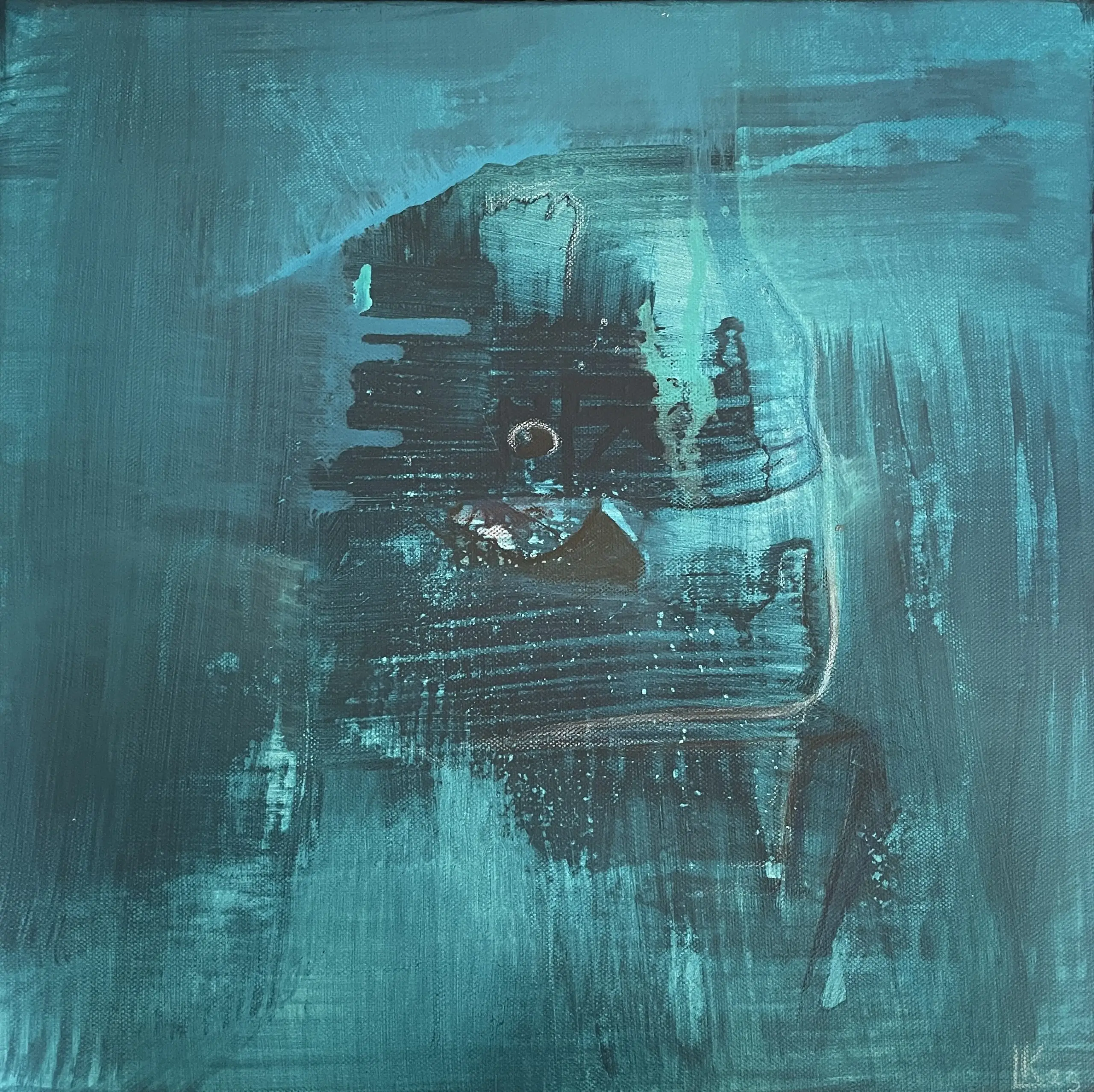 Abstraktní obraz „Jonah and the Whale“ od Lenky Kozlíkové — akryl na plátně