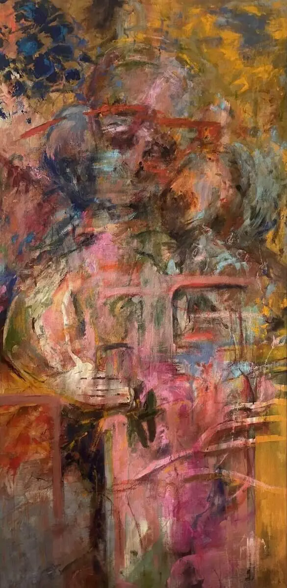 Abstraktes Gemälde „LIMINAL — II“ von Lenka Kozlíková — Acryl und Ölpastell auf Leinwand