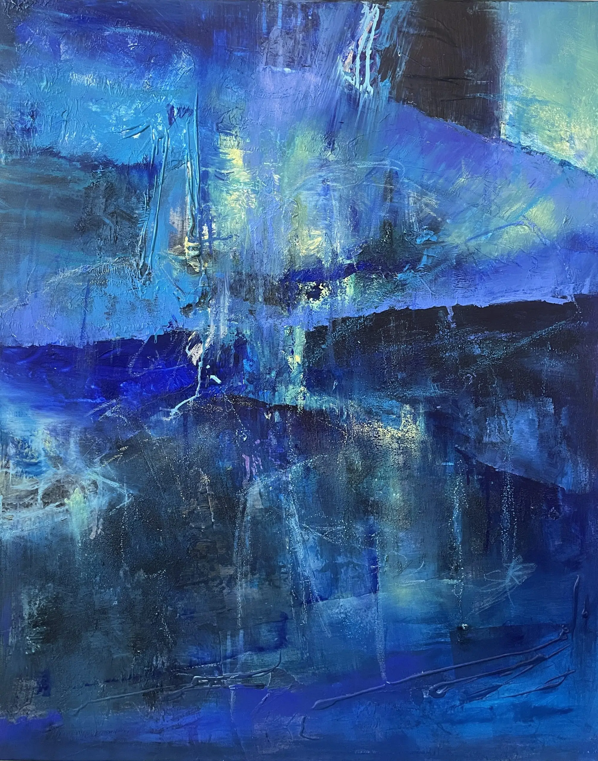 Abstraktní obraz „Whisper I“ od Lenky Kozlíkové — akryl a olej.pastel na plátně