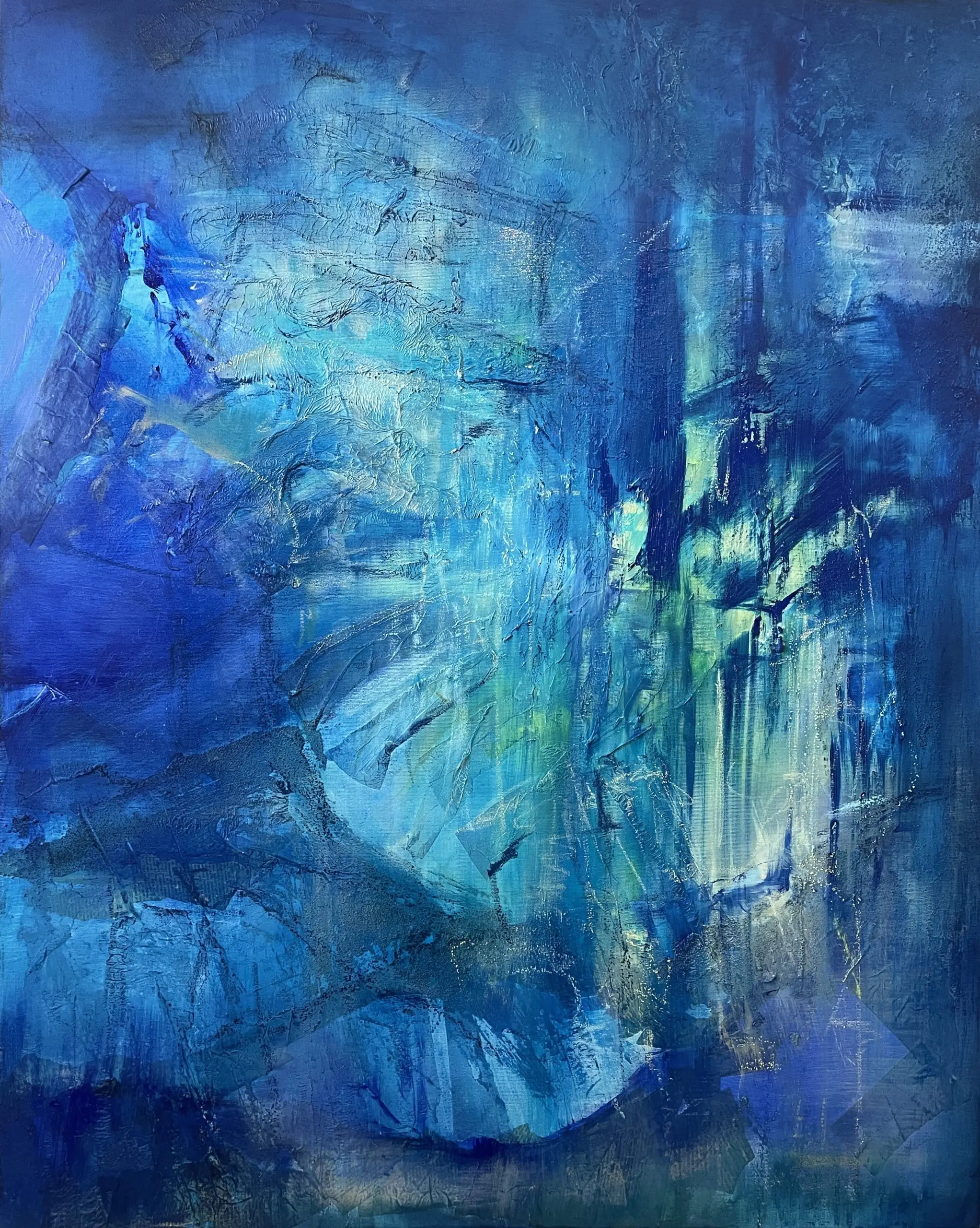 Abstraktní obraz „Whisper II“ od Lenky Kozlíkové — akryl a olej. pastel na plátně