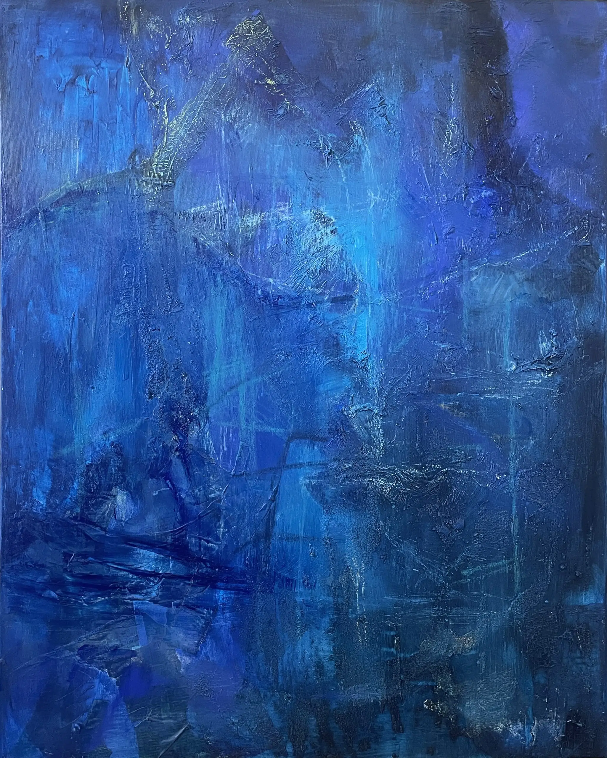 Abstraktní obraz „Whisper III“ od Lenky Kozlíkové — akryl a olej. pastel na plátně